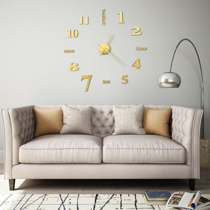 3D Wall Clock Modern Design 100 cm XXL Gold - OLBRIT