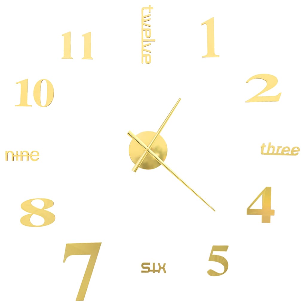 3D Wall Clock Modern Design 100 cm XXL Gold - OLBRIT