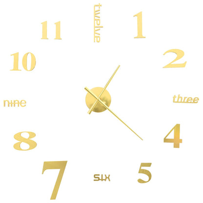 3D Wall Clock Modern Design 100 cm XXL Gold - OLBRIT
