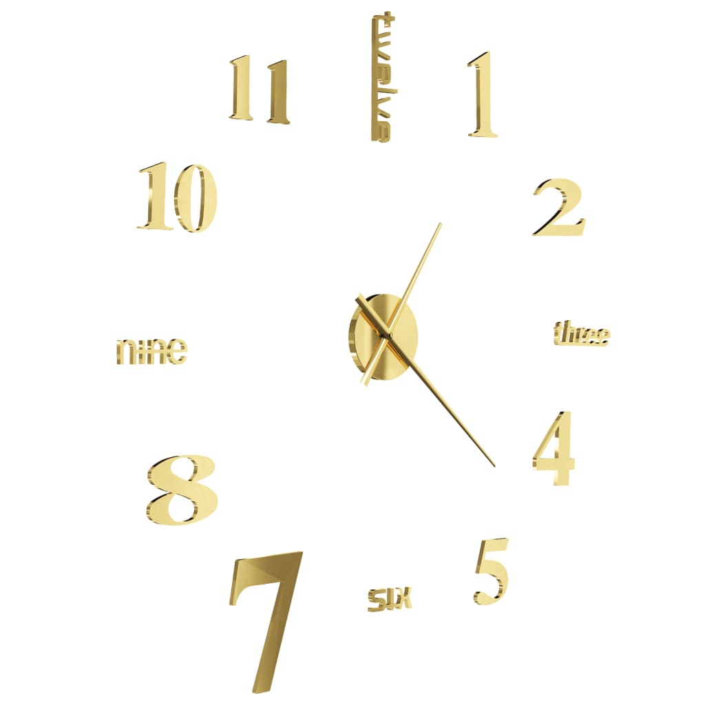 3D Wall Clock Modern Design 100 cm XXL Gold - OLBRIT