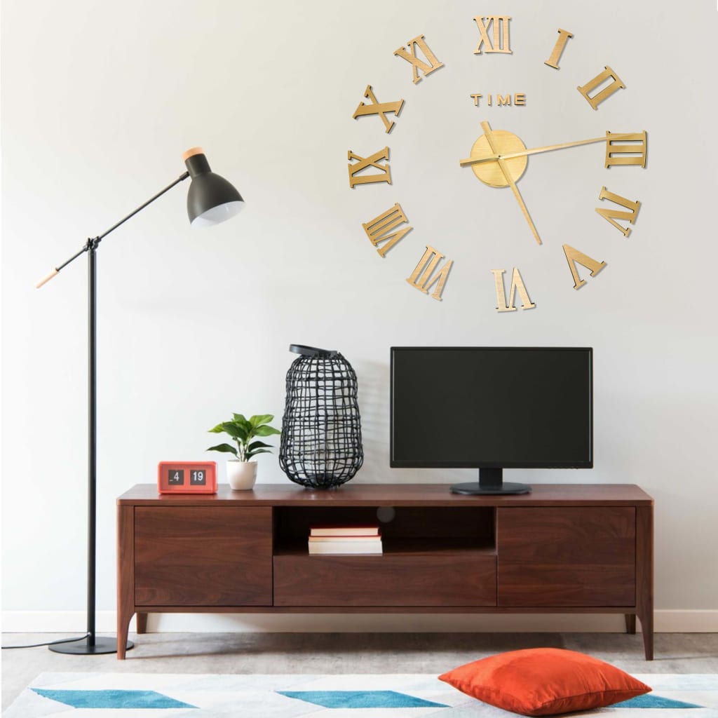 3D Wall Clock Modern Design Gold 100 cm XXL - OLBRIT