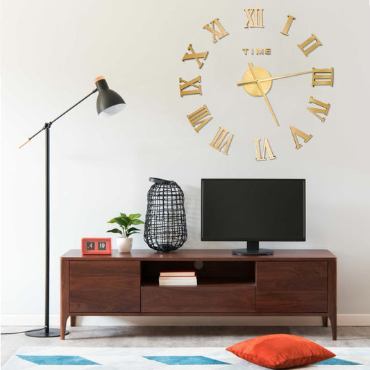 3D Wall Clock Modern Design Gold 100 cm XXL - OLBRIT