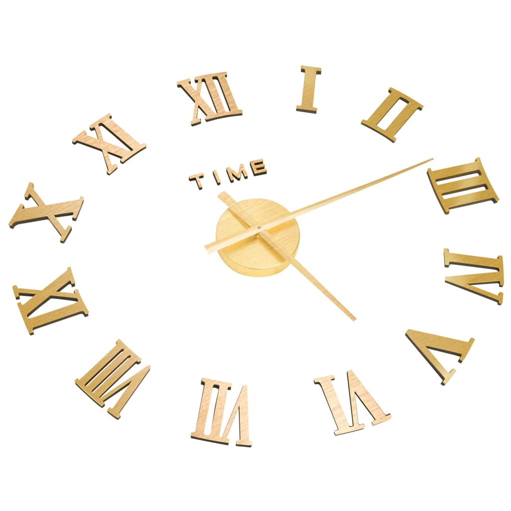 3D Wall Clock Modern Design Gold 100 cm XXL - OLBRIT