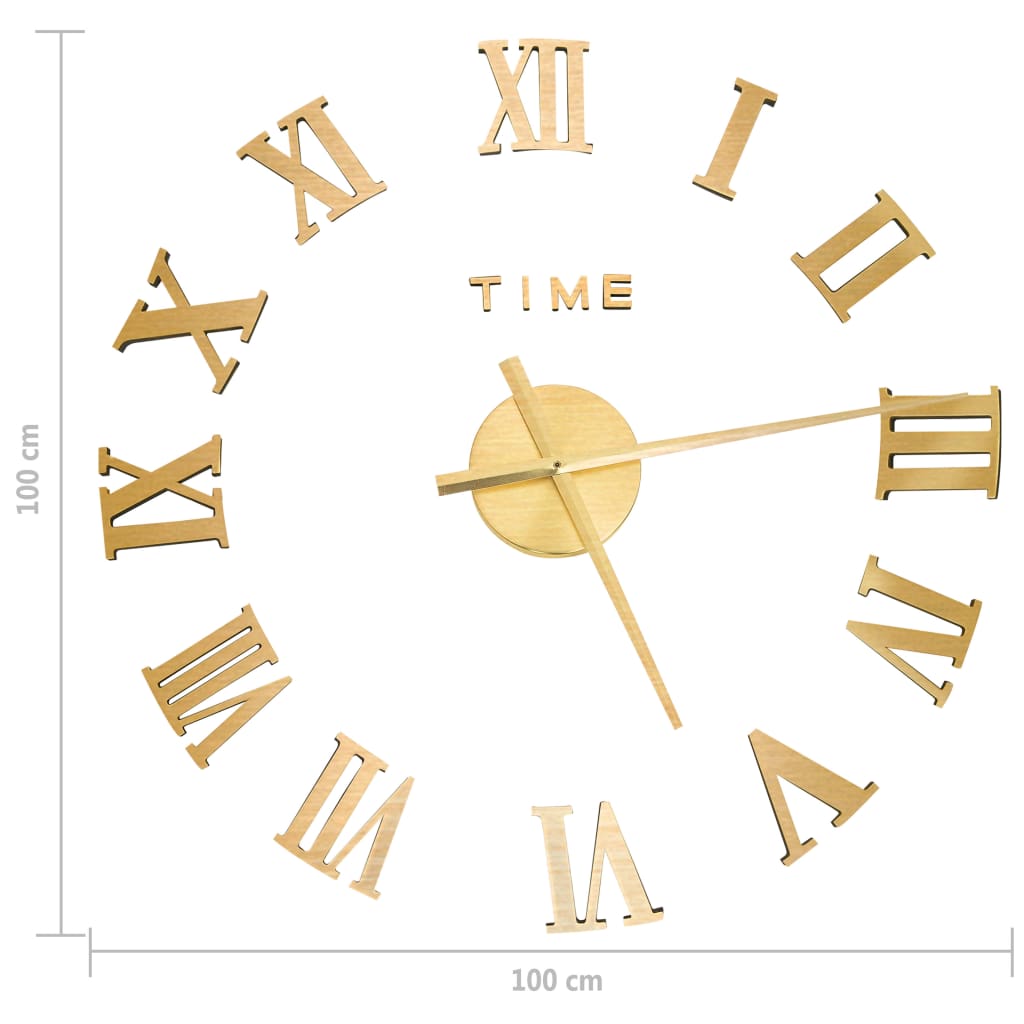 3D Wall Clock Modern Design Gold 100 cm XXL - OLBRIT