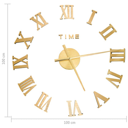 3D Wall Clock Modern Design Gold 100 cm XXL - OLBRIT