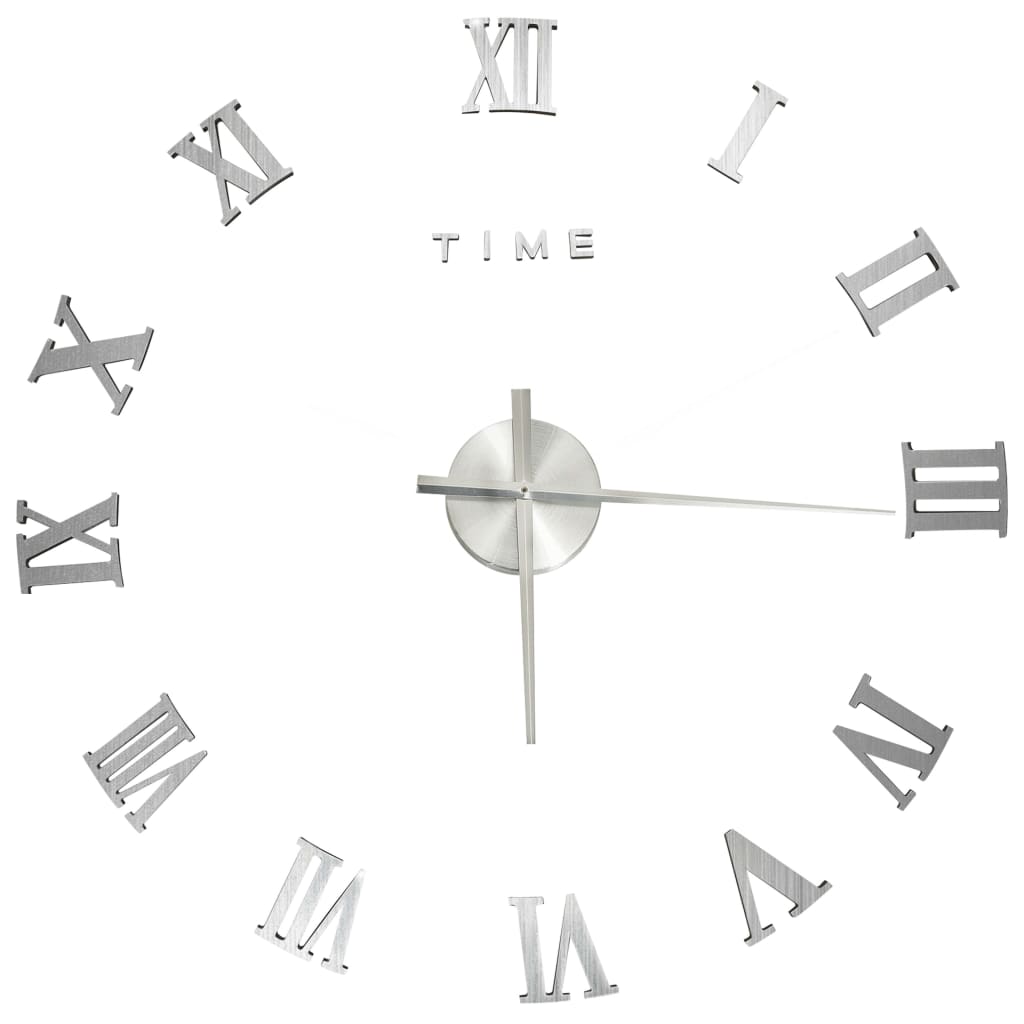 3D Wall Clock Modern Design Silver 100 cm XXL - OLBRIT