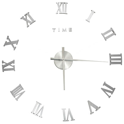 3D Wall Clock Modern Design Silver 100 cm XXL - OLBRIT