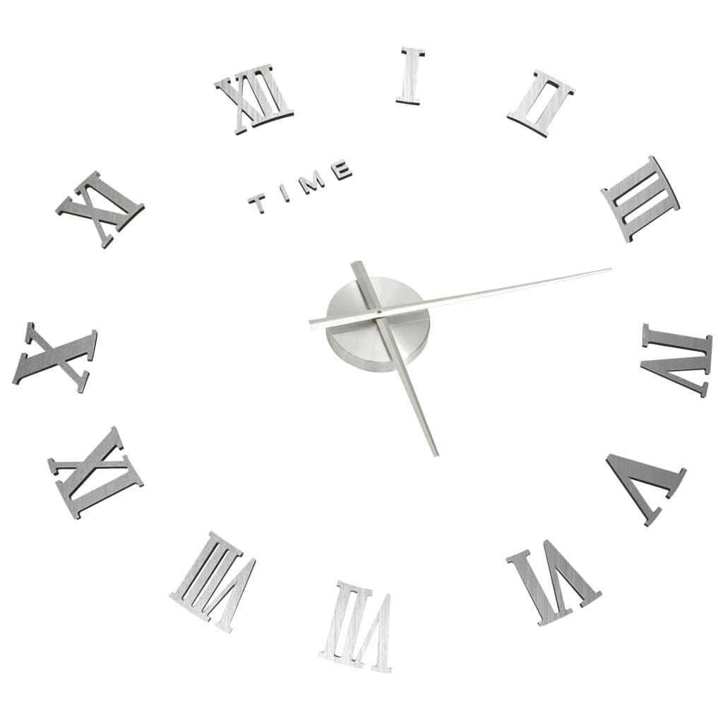 3D Wall Clock Modern Design Silver 100 cm XXL - OLBRIT