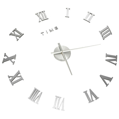 3D Wall Clock Modern Design Silver 100 cm XXL - OLBRIT