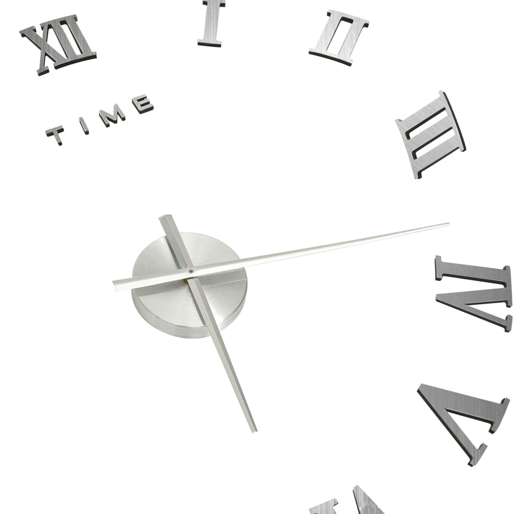 3D Wall Clock Modern Design Silver 100 cm XXL - OLBRIT