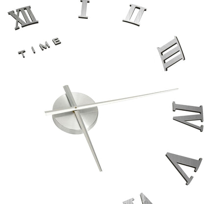 3D Wall Clock Modern Design Silver 100 cm XXL - OLBRIT