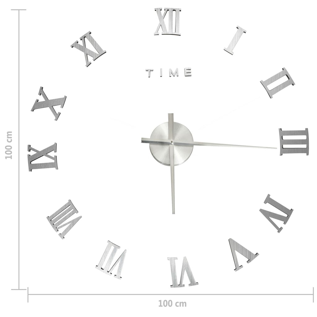 3D Wall Clock Modern Design Silver 100 cm XXL - OLBRIT