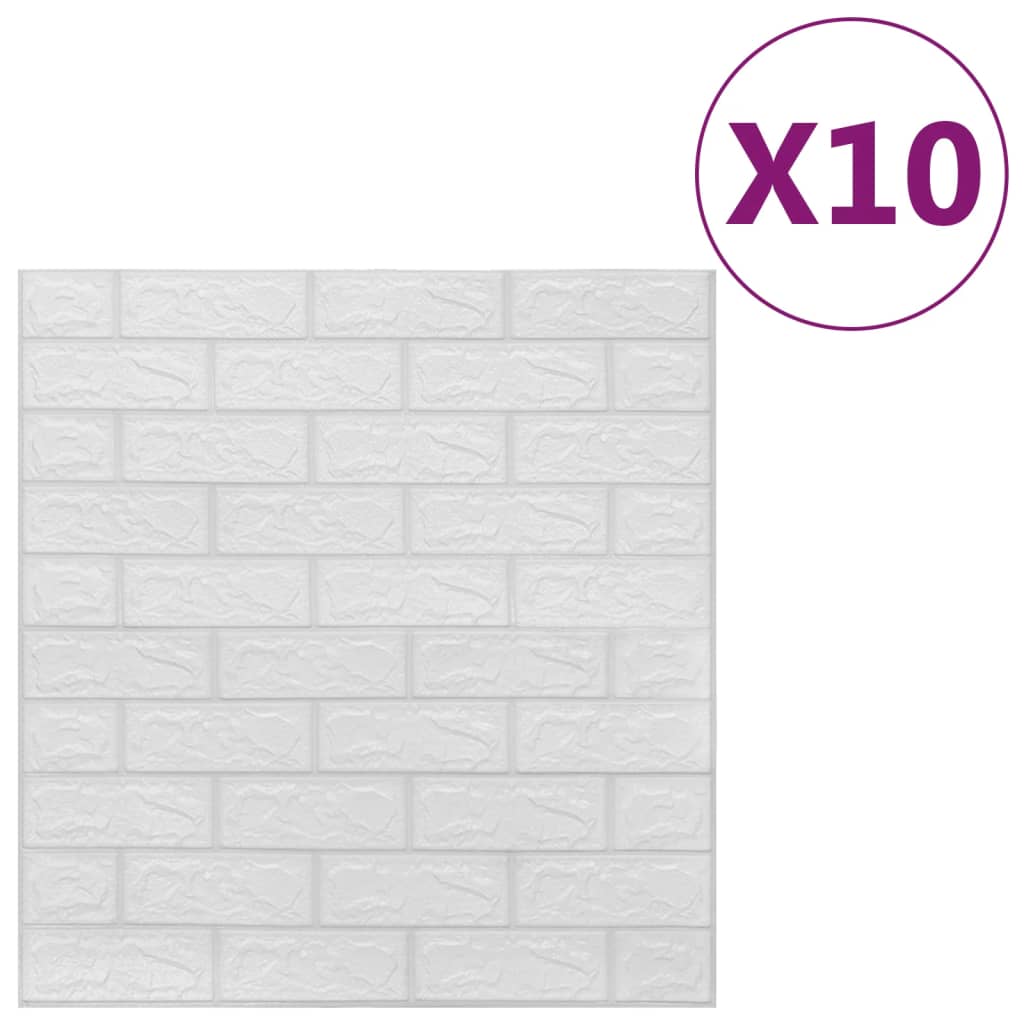 3D Wallpaper Bricks Self-adhesive 10 pcs White - OLBRIT