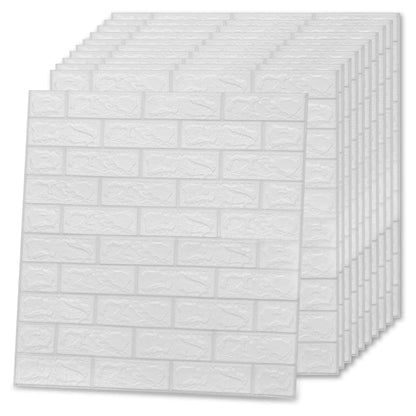 3D Wallpaper Bricks Self-adhesive 10 pcs White - OLBRIT