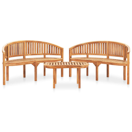 3 Piece Banana Garden Lounge Set Solid Teak Wood - OLBRIT