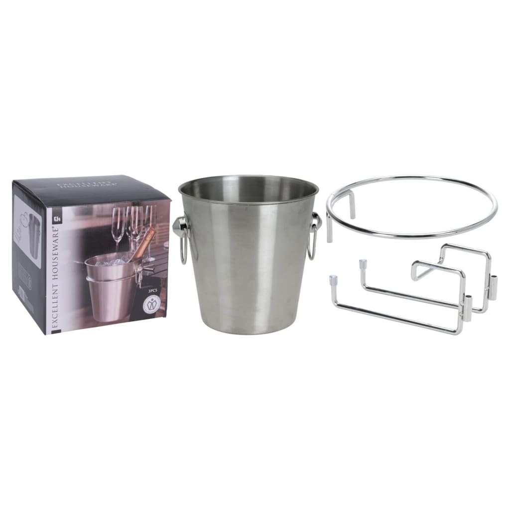 3 Piece Champagne Chiller with Holder Stainless Steel - OLBRIT