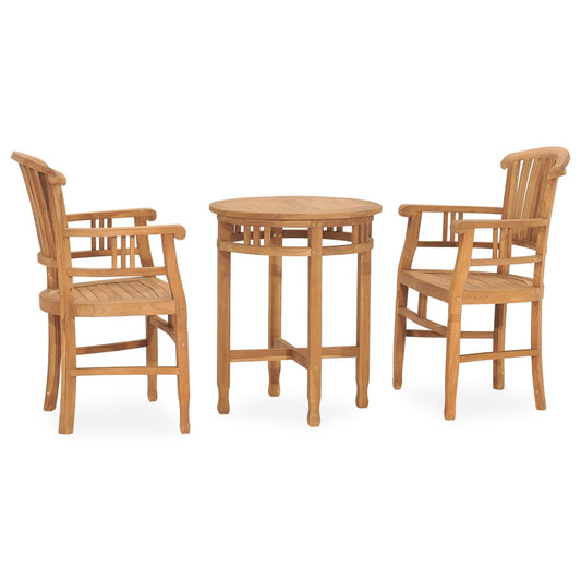 3 Piece Garden Dining Set Solid Teak Wood - OLBRIT