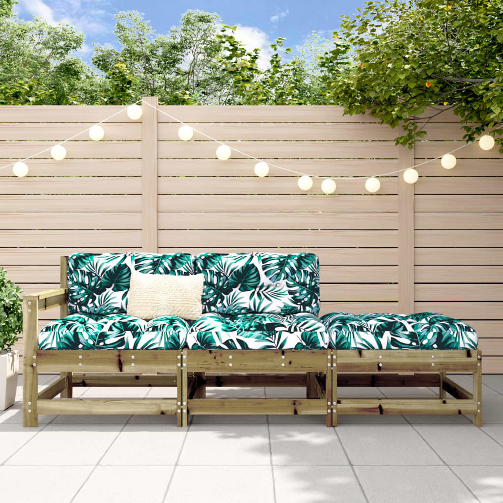 3 Piece Garden Lounge Set with Cushions Impregnated Wood Pine - OLBRIT