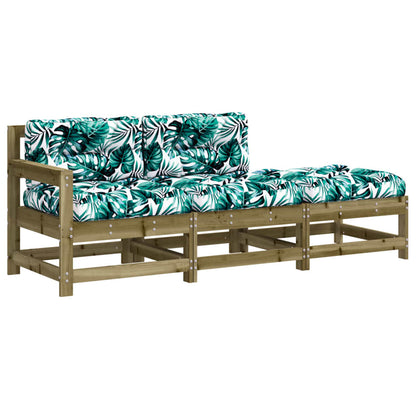 3 Piece Garden Lounge Set with Cushions Impregnated Wood Pine - OLBRIT