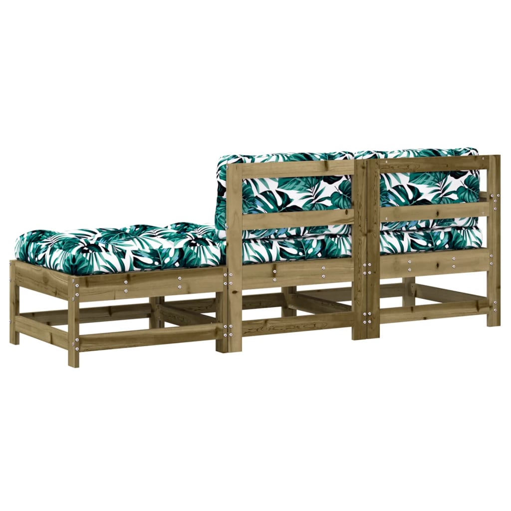 3 Piece Garden Lounge Set with Cushions Impregnated Wood Pine - OLBRIT