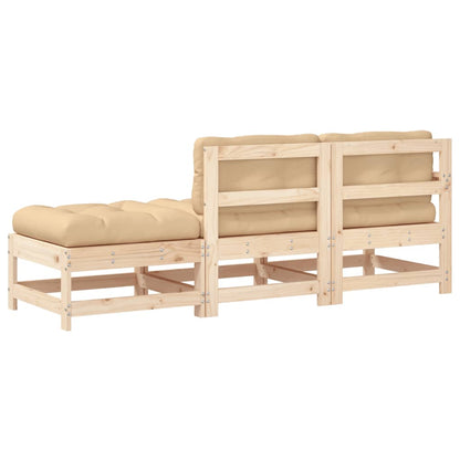 3 Piece Garden Lounge Set with Cushions Solid Wood - OLBRIT