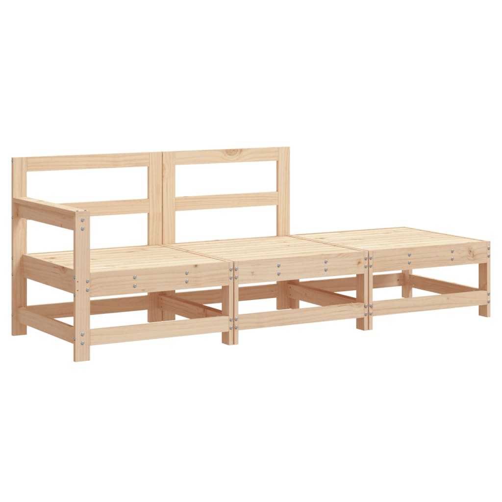 3 Piece Garden Lounge Set with Cushions Solid Wood - OLBRIT