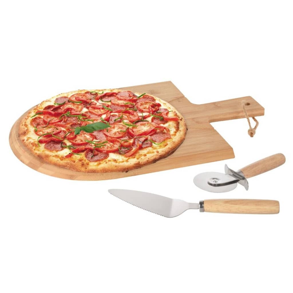 3 Piece Pizza Cutting Set 43x30 cm Bamboo - OLBRIT