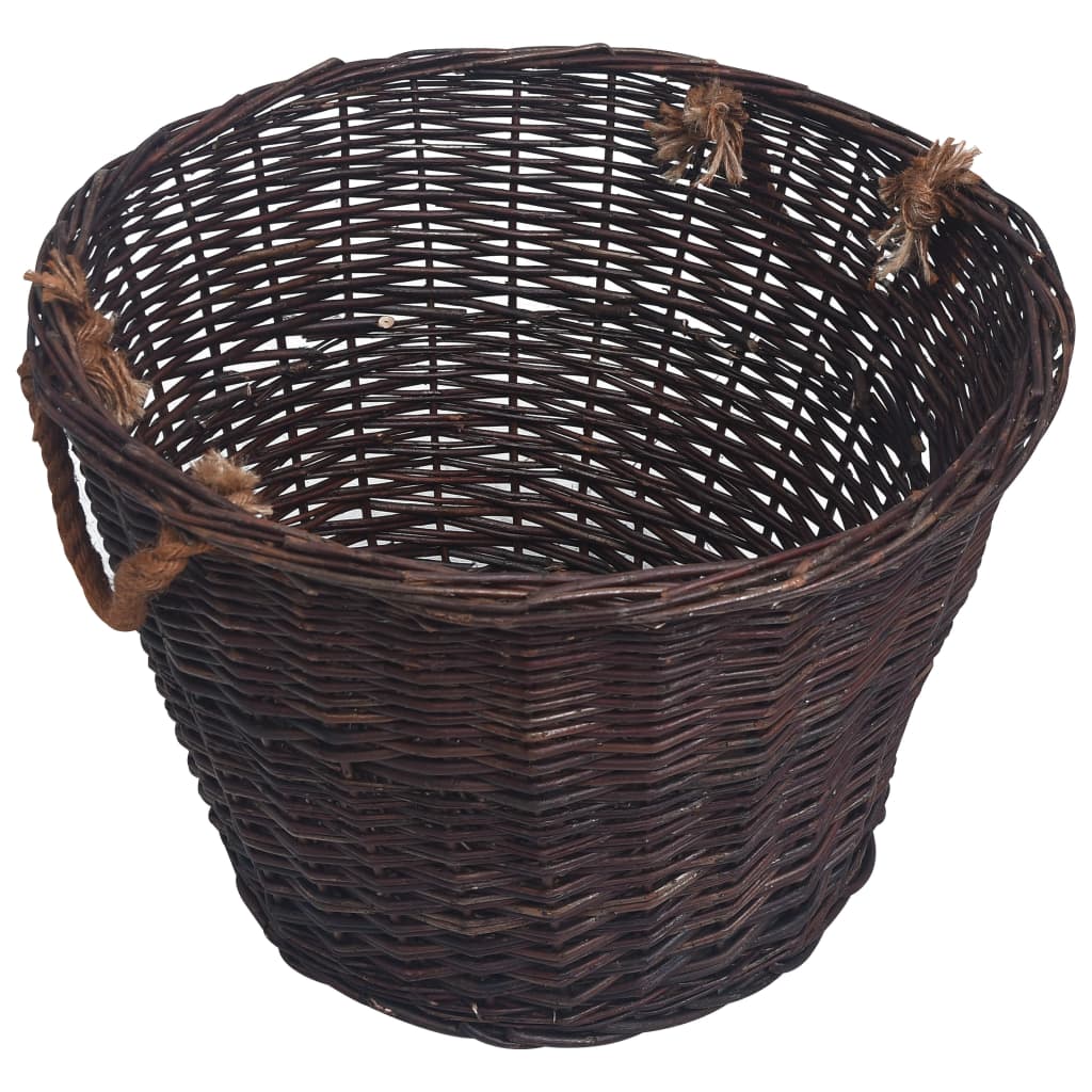 3 Piece Stackable Firewood Basket Set Dark Brown Willow - OLBRIT