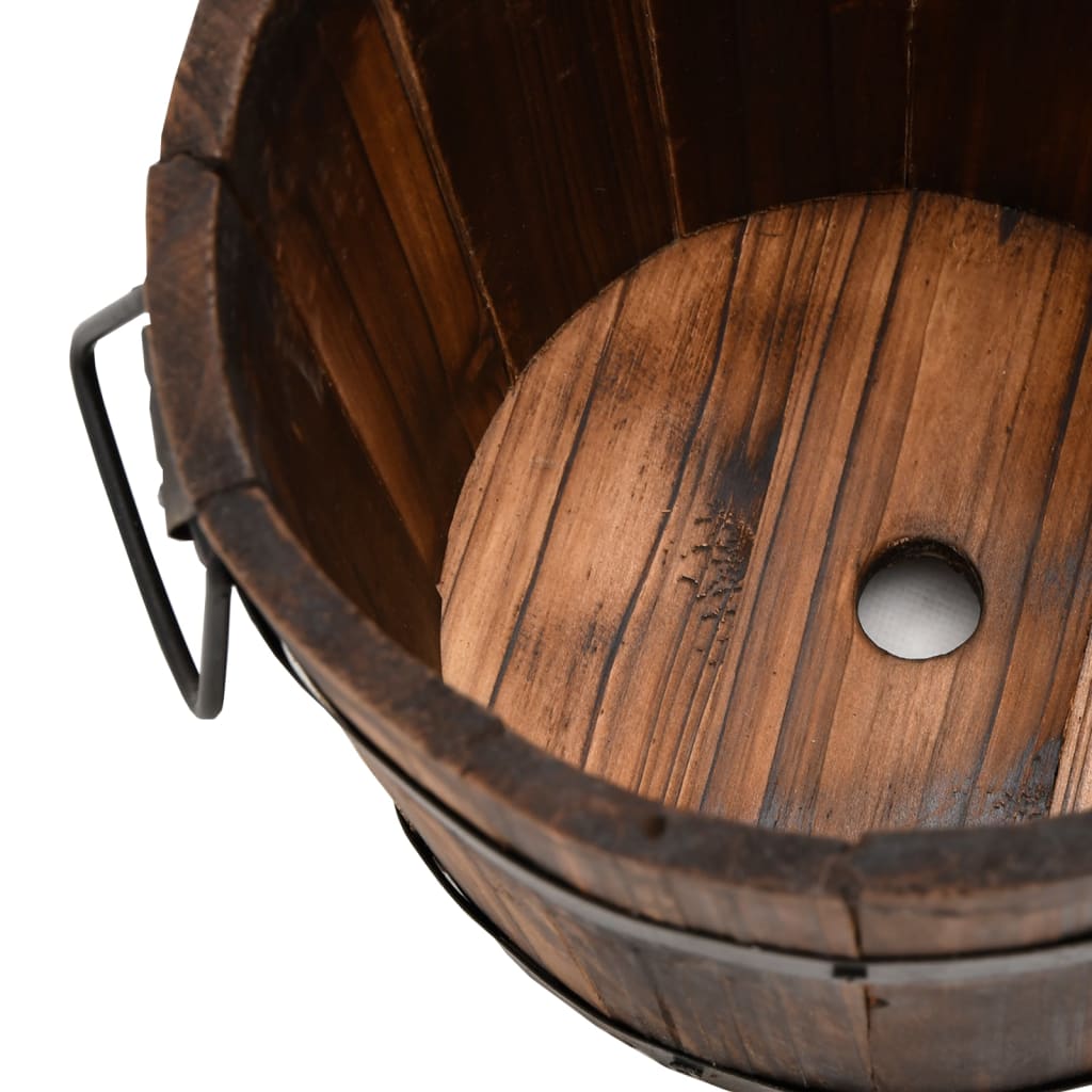 3 Piece Wooden Bucket Planter Set Solid Wood Fir - OLBRIT
