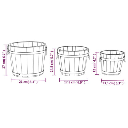 3 Piece Wooden Bucket Planter Set Solid Wood Fir - OLBRIT