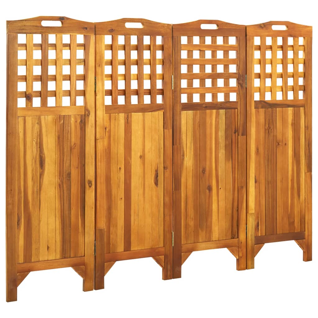 4-Panel Room Divider 161x2x120 cm Solid Acacia Wood - OLBRIT