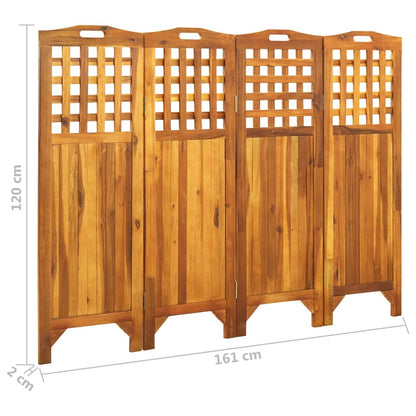 4-Panel Room Divider 161x2x120 cm Solid Acacia Wood - OLBRIT