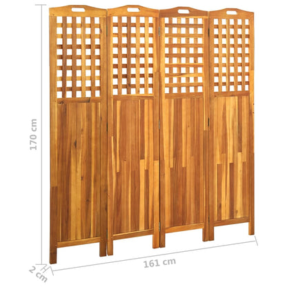 4-Panel Room Divider 161x2x170 cm Solid Acacia Wood - OLBRIT