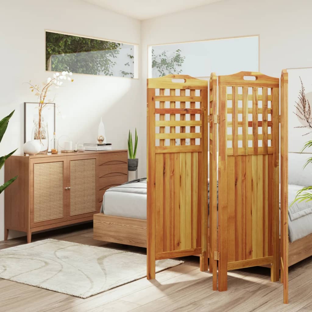 4-Panel Room Divider 162x2x115 cm Solid Wood Acacia - OLBRIT