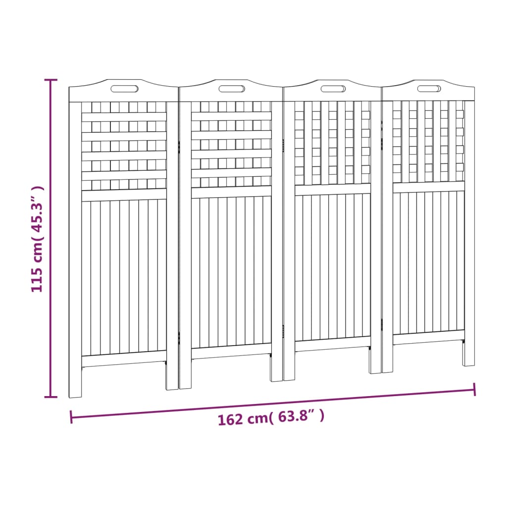 4-Panel Room Divider 162x2x115 cm Solid Wood Acacia - OLBRIT