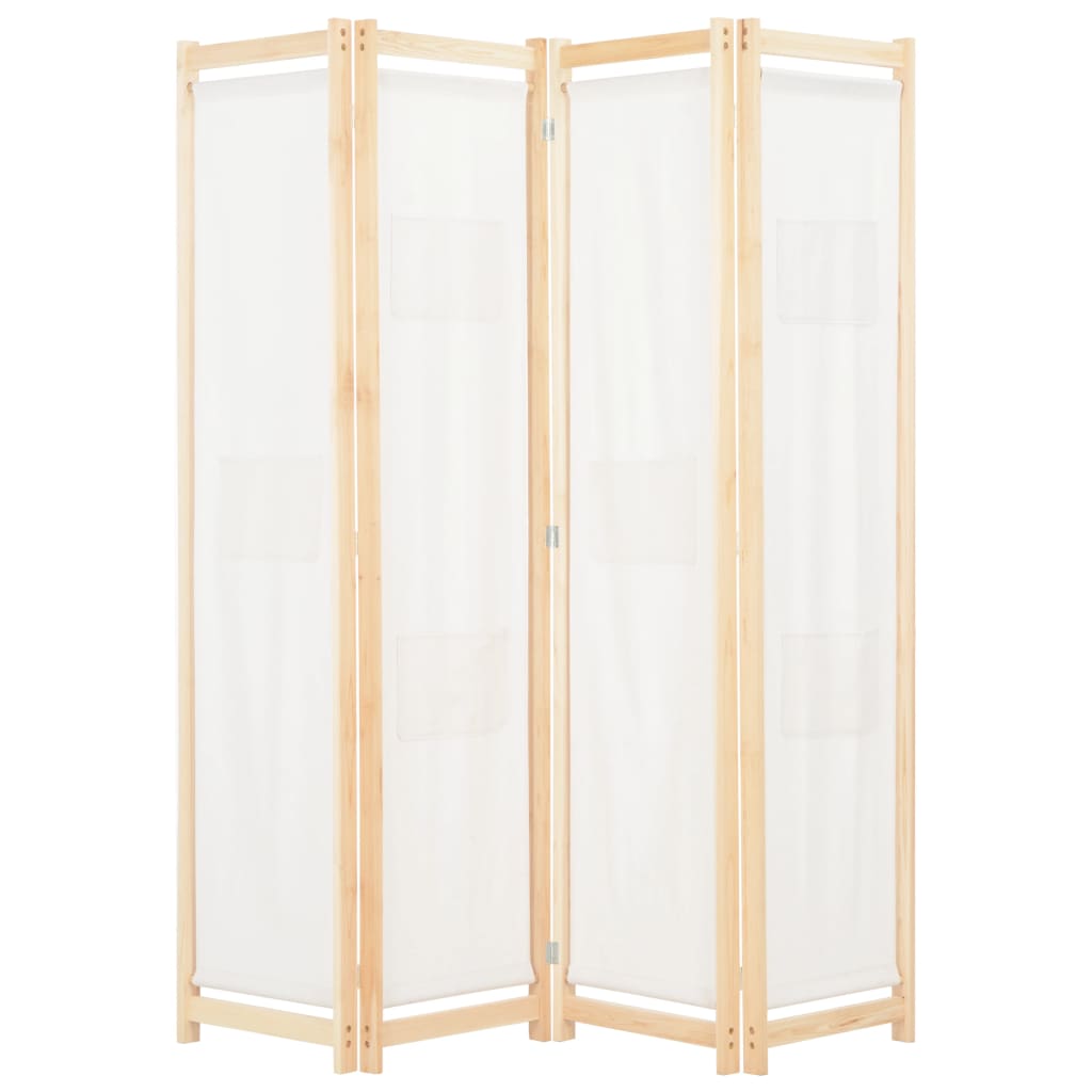 4-Panel Room Divider Cream 160x170x4 cm Fabric - OLBRIT