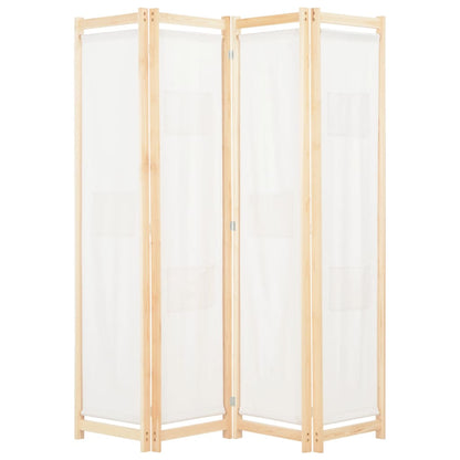 4-Panel Room Divider Cream 160x170x4 cm Fabric - OLBRIT