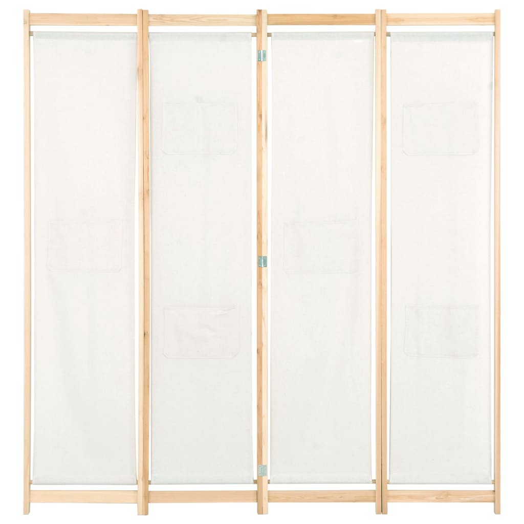 4-Panel Room Divider Cream 160x170x4 cm Fabric - OLBRIT