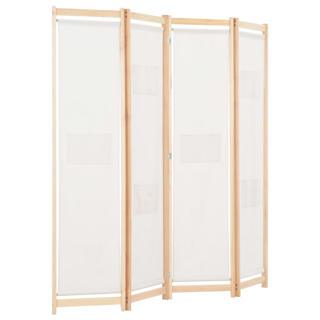 4-Panel Room Divider Cream 160x170x4 cm Fabric - OLBRIT