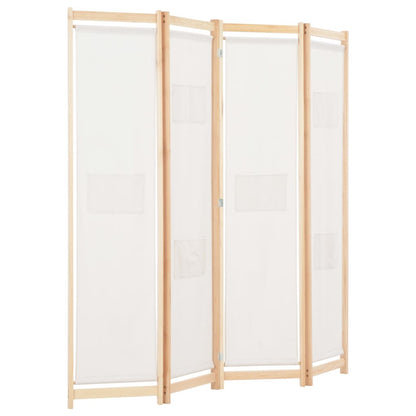 4-Panel Room Divider Cream 160x170x4 cm Fabric - OLBRIT