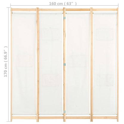 4-Panel Room Divider Cream 160x170x4 cm Fabric - OLBRIT