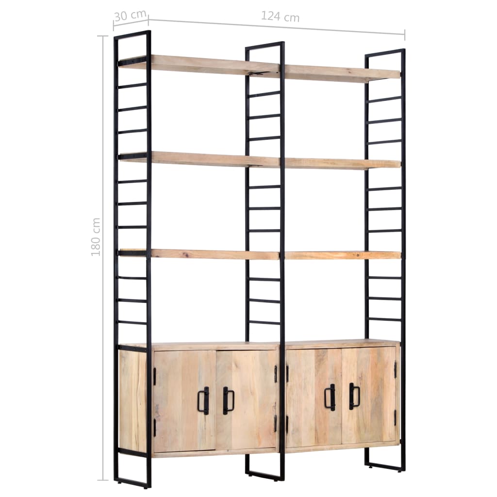4-Tier Bookcase 124x30x180 cm Solid Mango Wood - OLBRIT