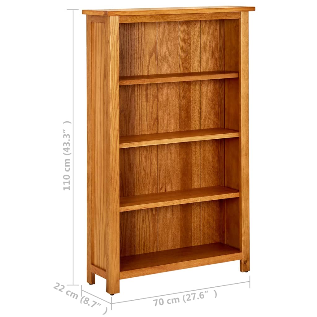 4-Tier Bookcase 70x22x110 cm Solid Oak Wood - OLBRIT