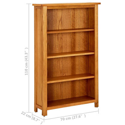 4-Tier Bookcase 70x22x110 cm Solid Oak Wood - OLBRIT
