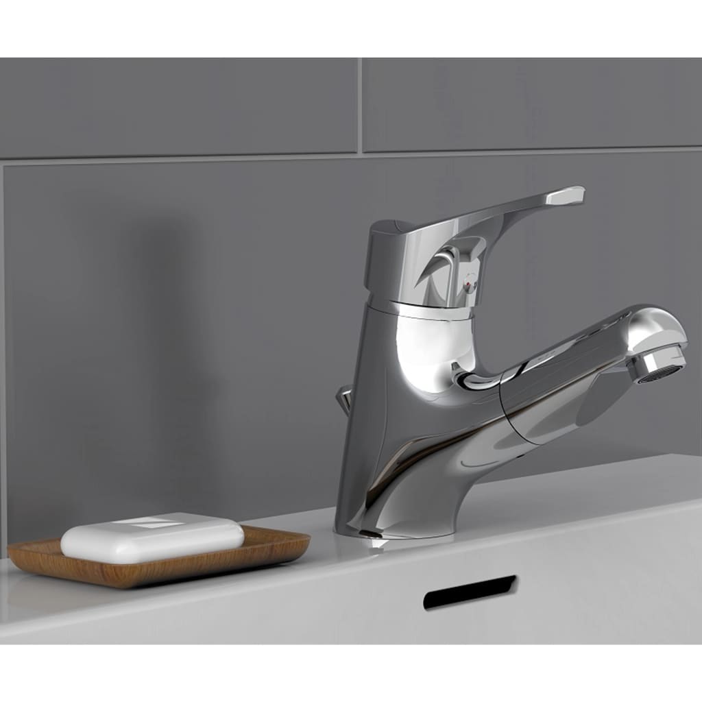 Basin Mixer with Pull-Out Spray ATTICA Chrome - OLBRIT