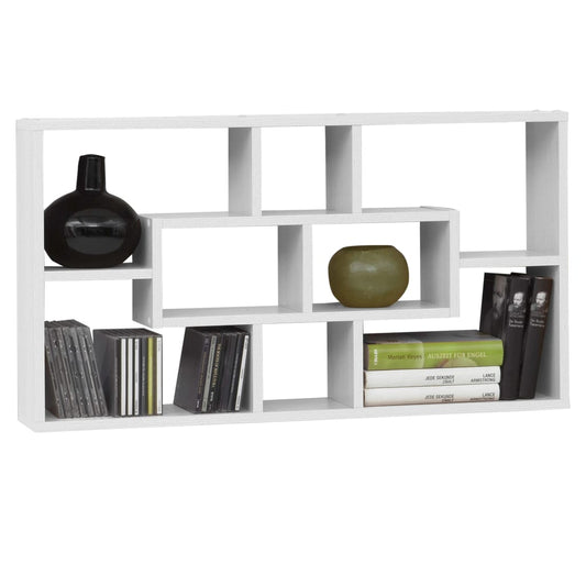 Wall-mounted Shelf Rectangular with 8 Compartments White - OLBRIT