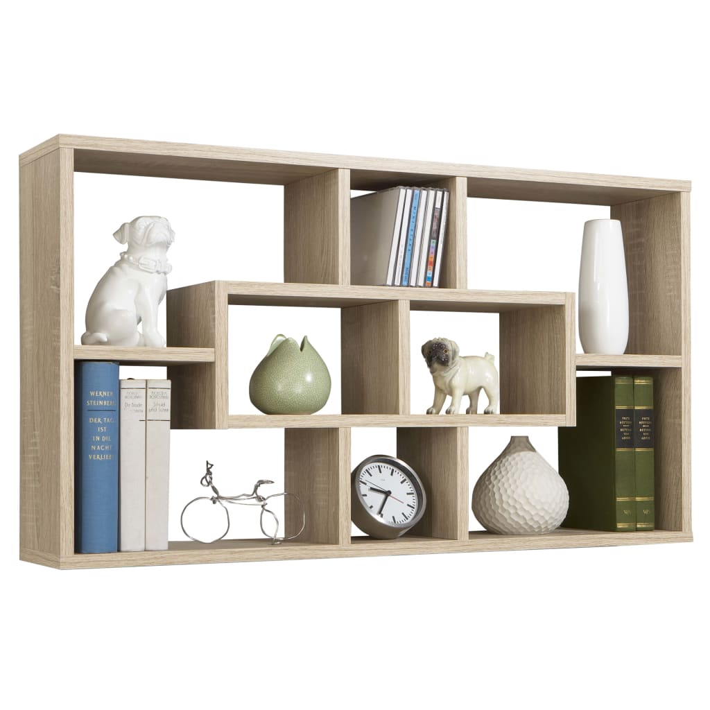Wall Mounted Shelf Rectangular with 8 Compartments Oak Tree - OLBRIT