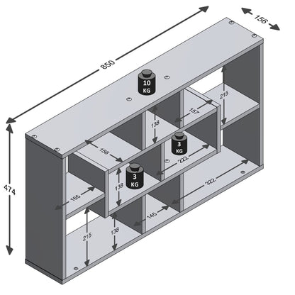 Wall Mounted Shelf Rectangular with 8 Compartments Sand Oak - OLBRIT