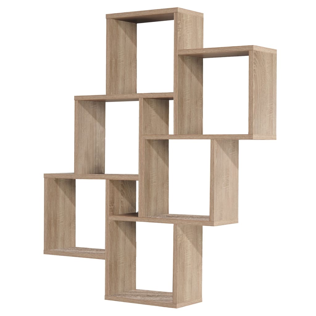 Wall Mounted Shelf with 8 Compartments Oak - OLBRIT