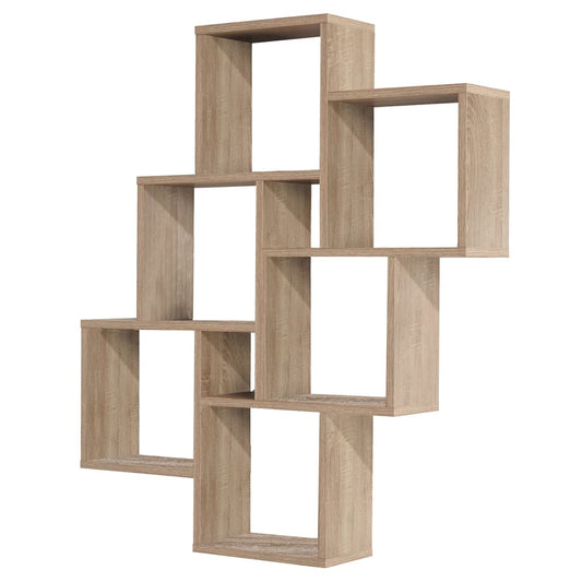 Wall Mounted Shelf with 8 Compartments Oak - OLBRIT